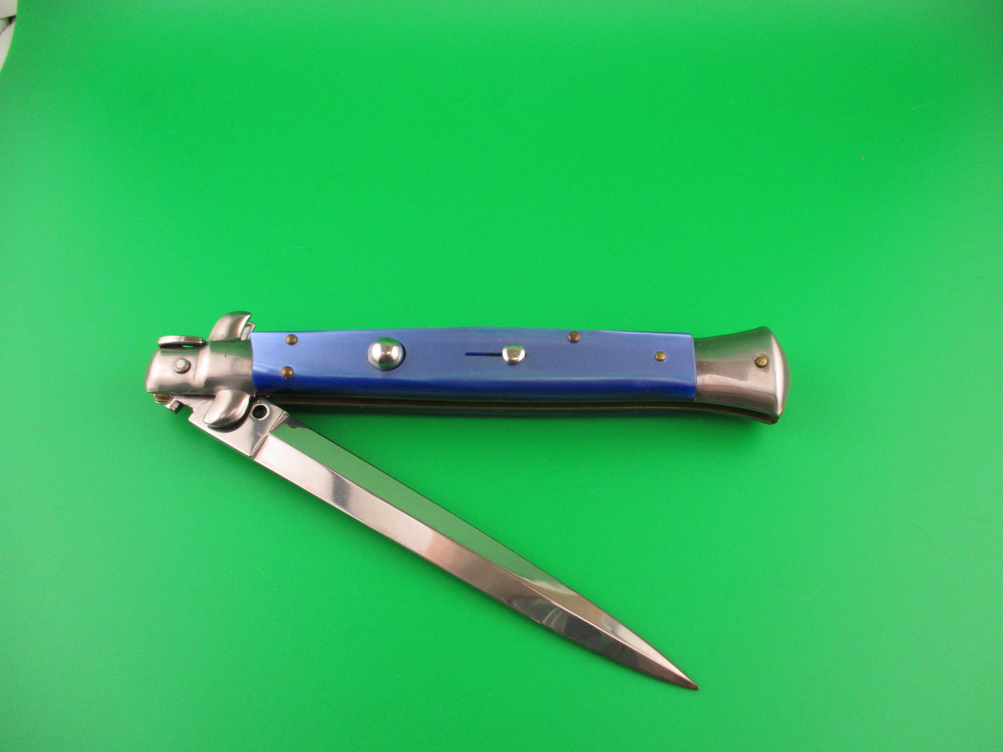 FRANK B ITALY 28cm Italian Stiletto Dagger blade Blue Pearlex automatic knife