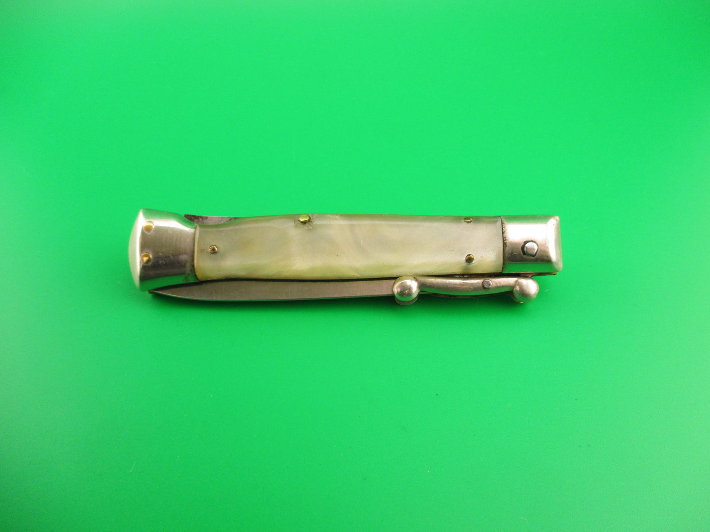 MADE IN ITALY INOX PATENT 18cm Italian Swing Guard Pearlex vintage switchblade knife