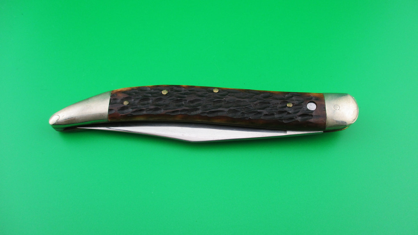 Queen Jet 25 Toothpick Jigged bone re-scaled vintage switchblade knife