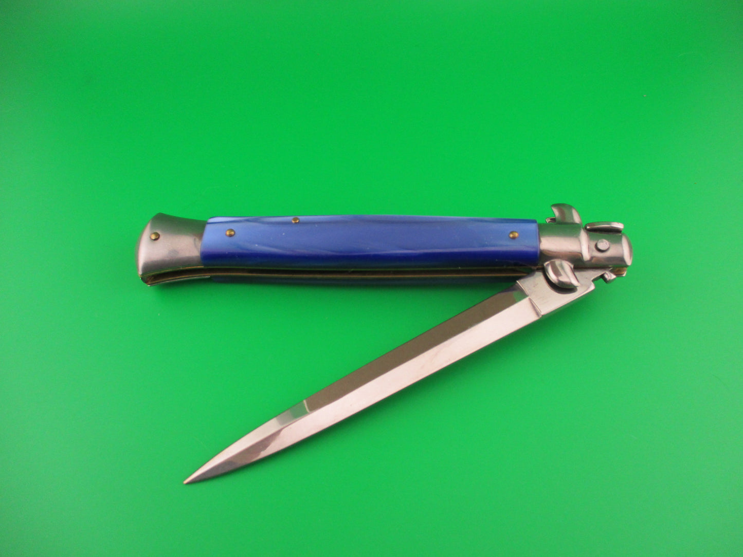 FRANK B ITALY 28cm Italian Stiletto Dagger blade Blue Pearlex automatic knife
