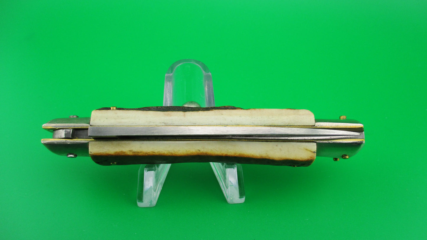 Rostfre 8 PATENT 18cm Italian Stag Lockback Rare Swinger style Automatic knife NOS Belgium