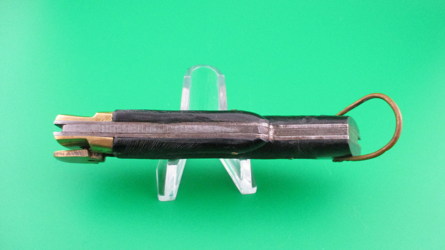 STAINLESS STEEL 19cm (7.5 inches) Japanese Black Deer Foot Hoof Lever switchblade