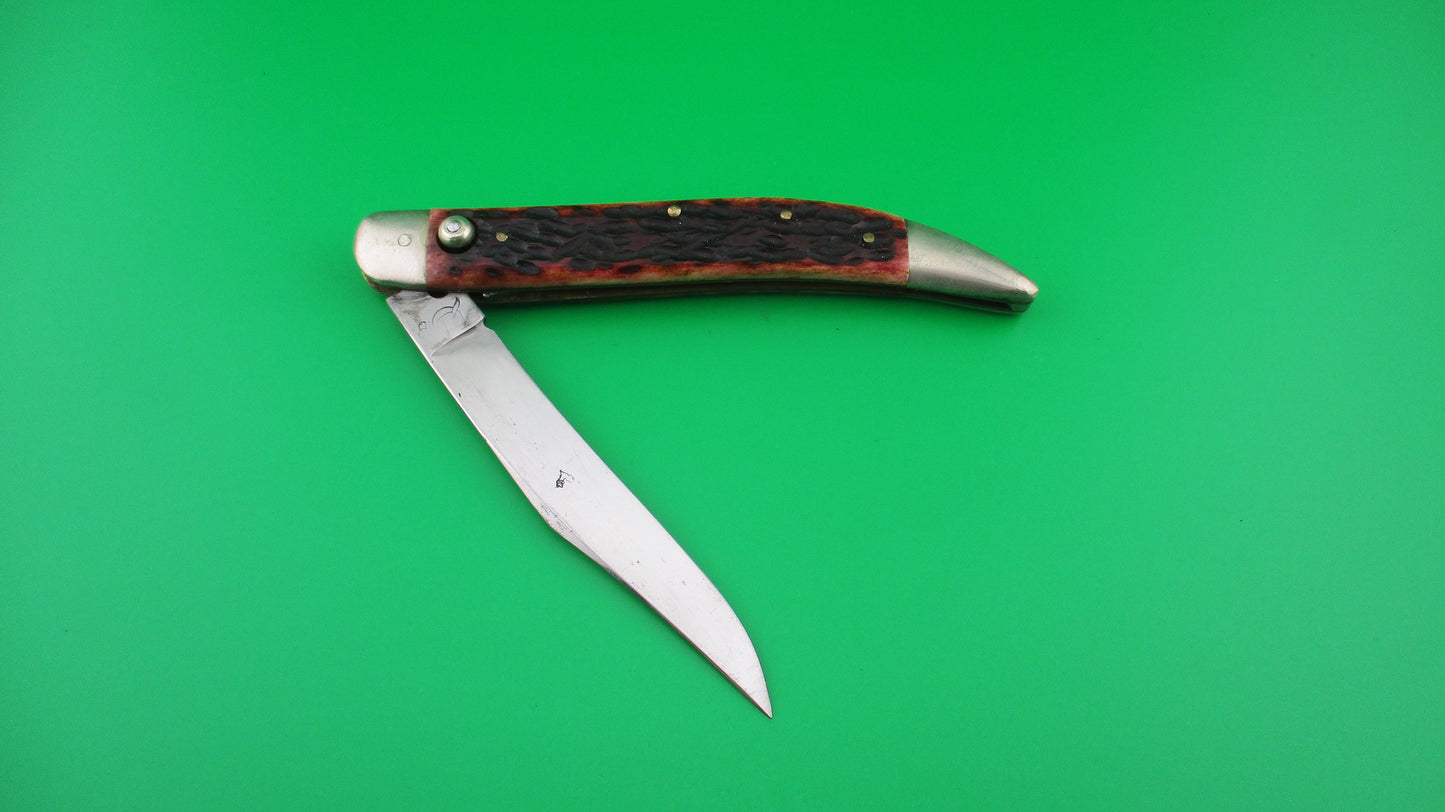Queen Jet 25 Toothpick Jigged bone re-scaled vintage switchblade knife