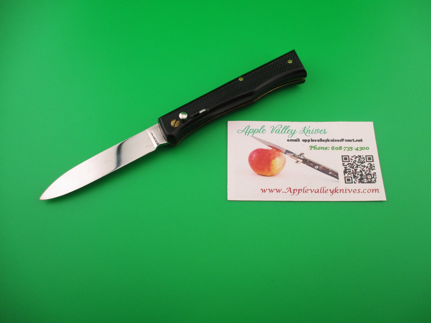 FLORINOX ROSTFREI 17cm French Black checkered Rare locking automatic knife