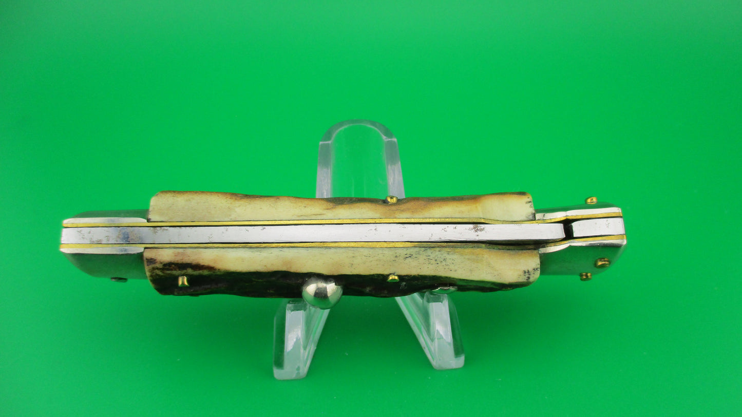 Rostfre 8 PATENT 18cm Italian Stag Lockback Rare Swinger style Automatic knife NOS Belgium