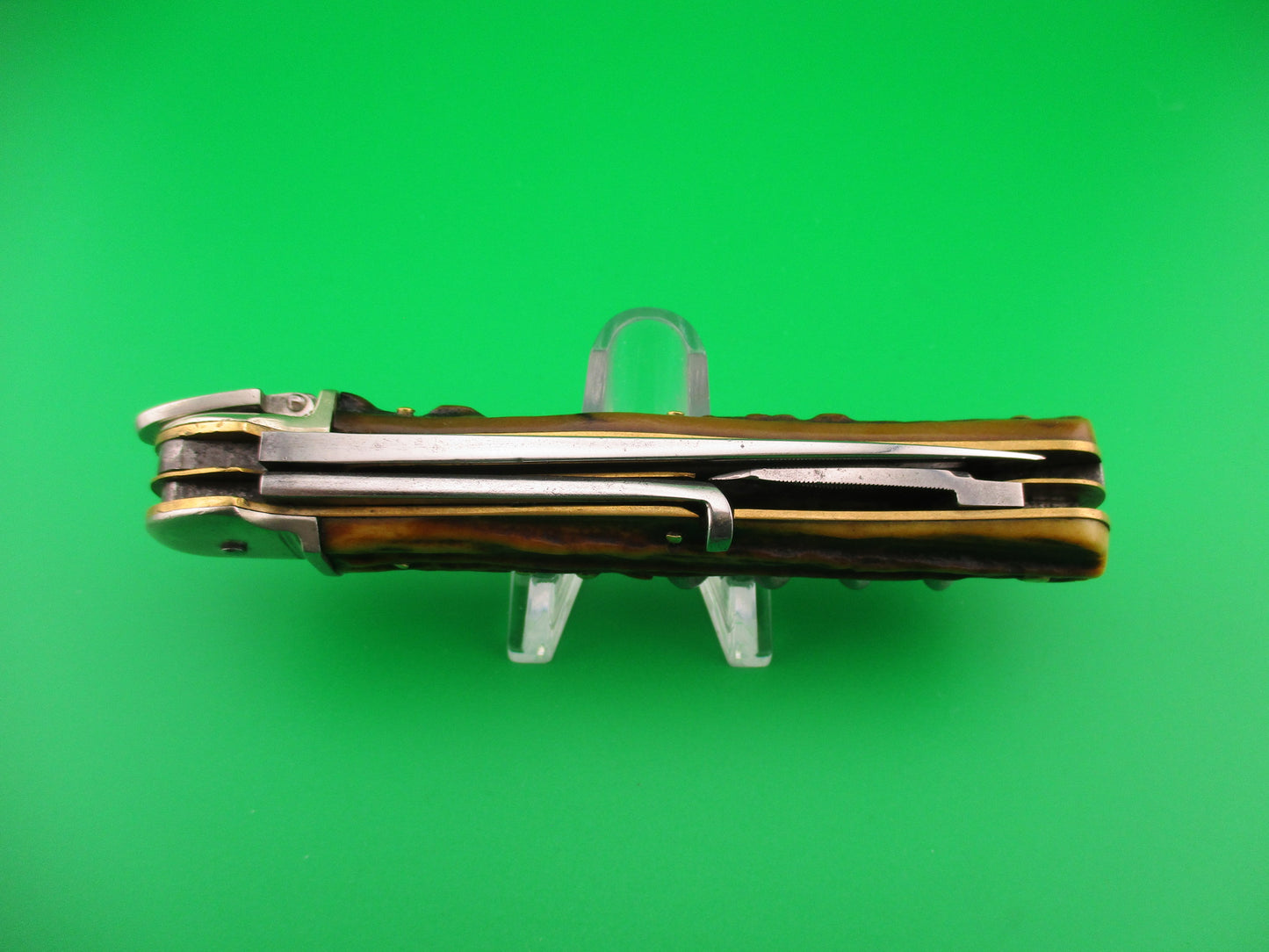GECO SOLINGEN 12cm German Lever 4 blade Stag Camper automatic knife