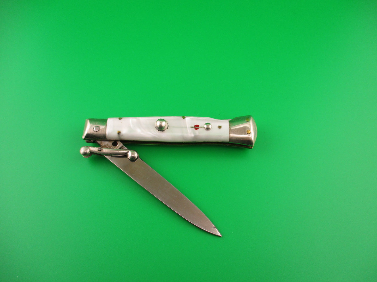 MADE IN ITALY INOX PATENT 18cm Italian Swing Guard Pearlex vintage switchblade knife
