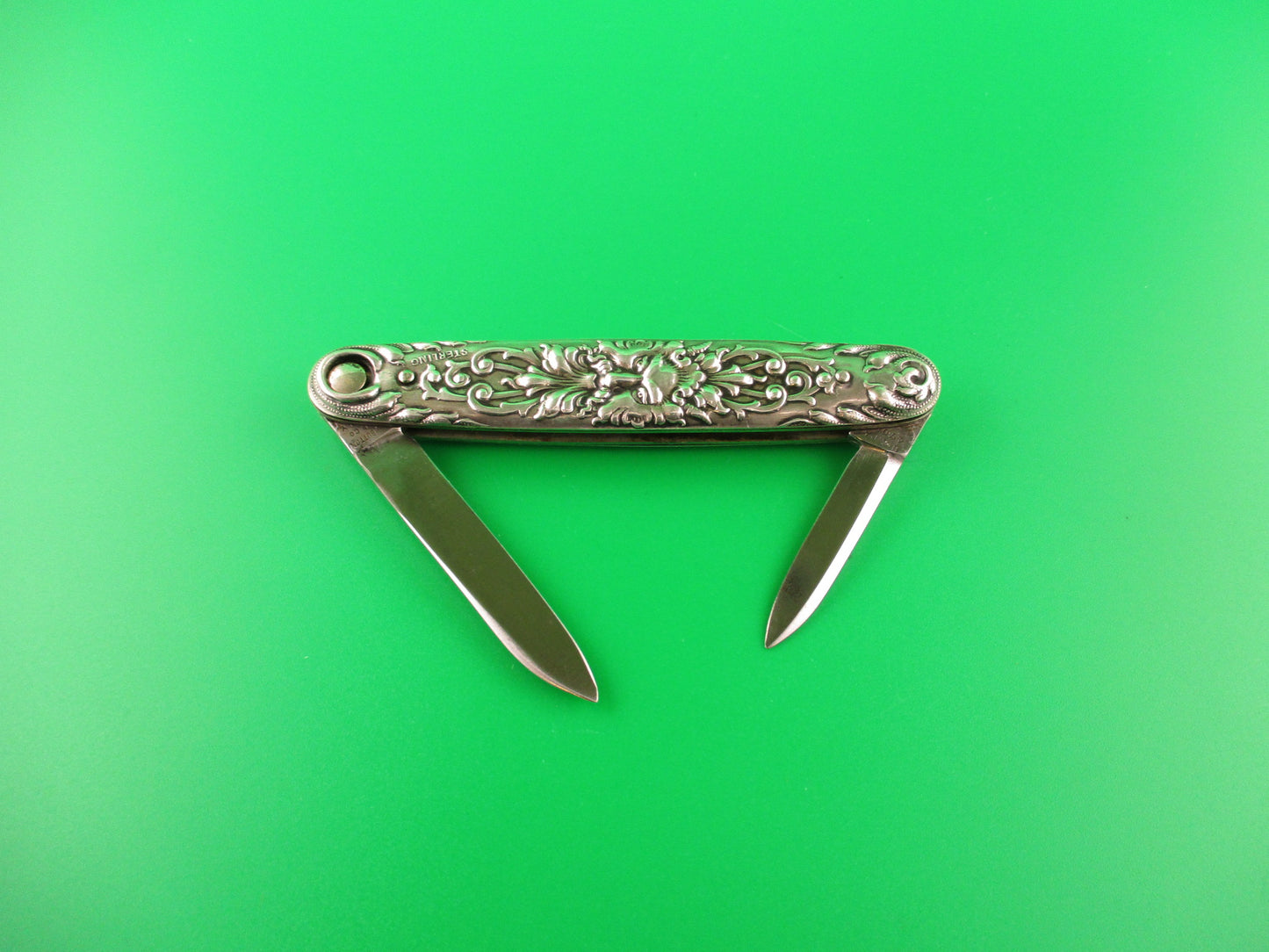 z Press Button Knife Co Medium Sterling Silver SATYR Antique automatic knife
