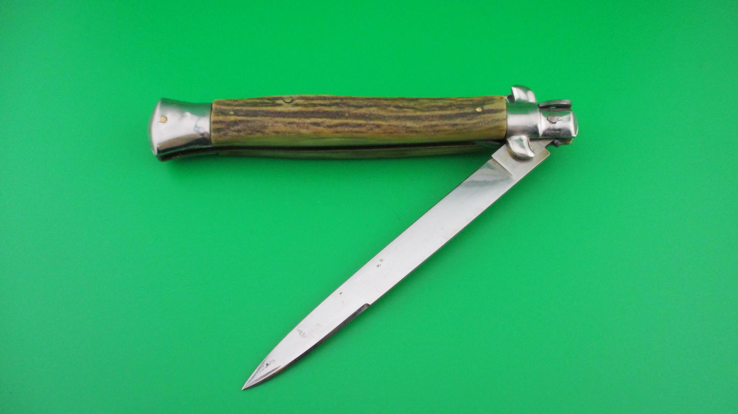 Z 35MP INOX 28cm Italian Stiletto swivel bolster vintage Stag automatic knife