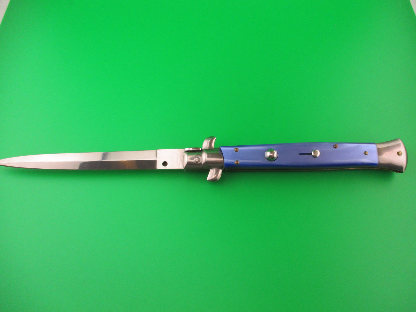 FRANK B ITALY 28cm Italian Stiletto Dagger blade Blue Pearlex automatic knife