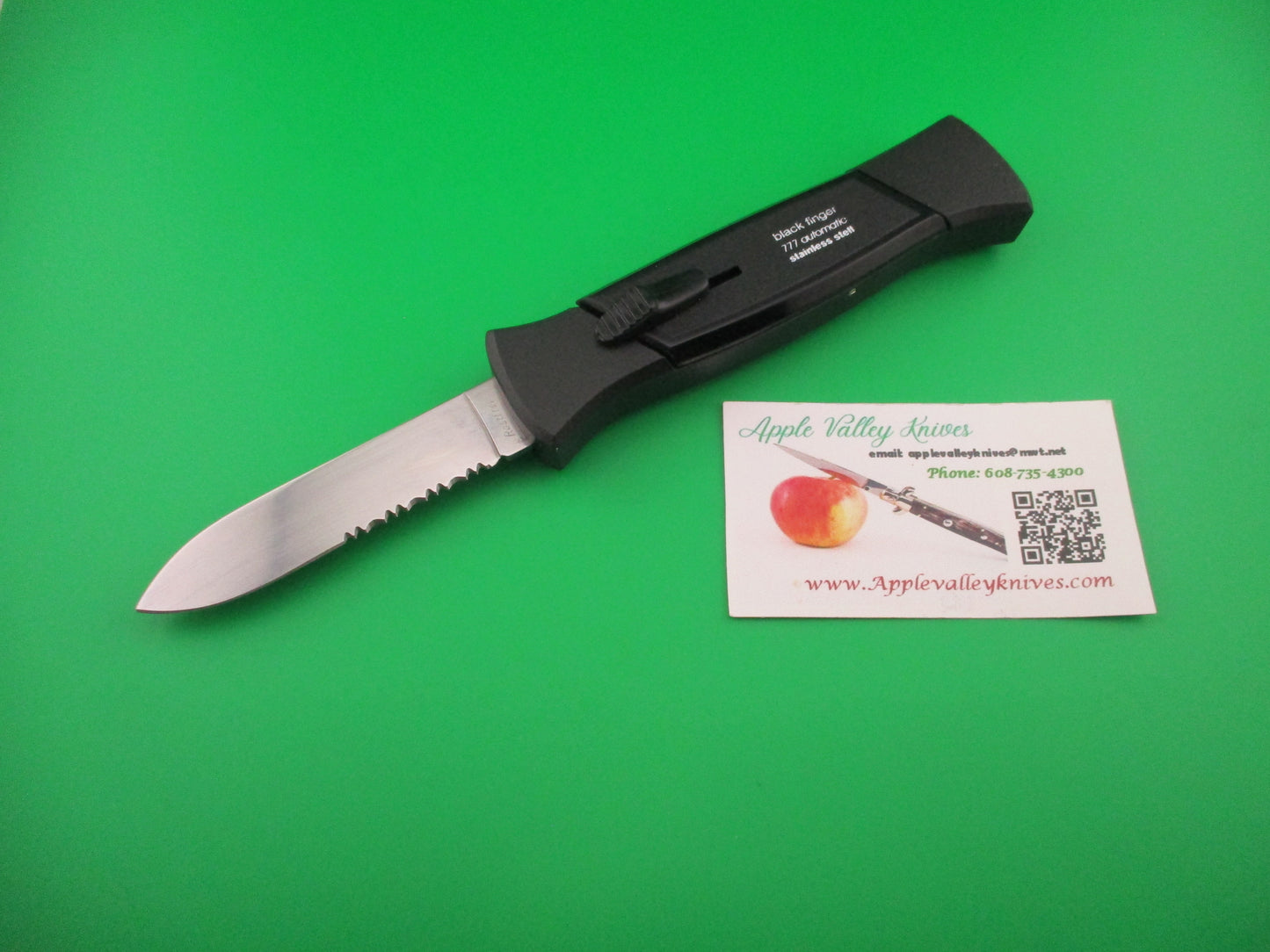 ROSTFREI BLACK FINGER 777 22cm Italian Vintage OTF DA serrated automatic knife