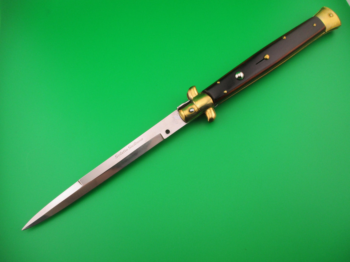 z B Rostfrei 33cm Italian Stiletto Siciliano Swivel bolster Wood & Brass automatic knife