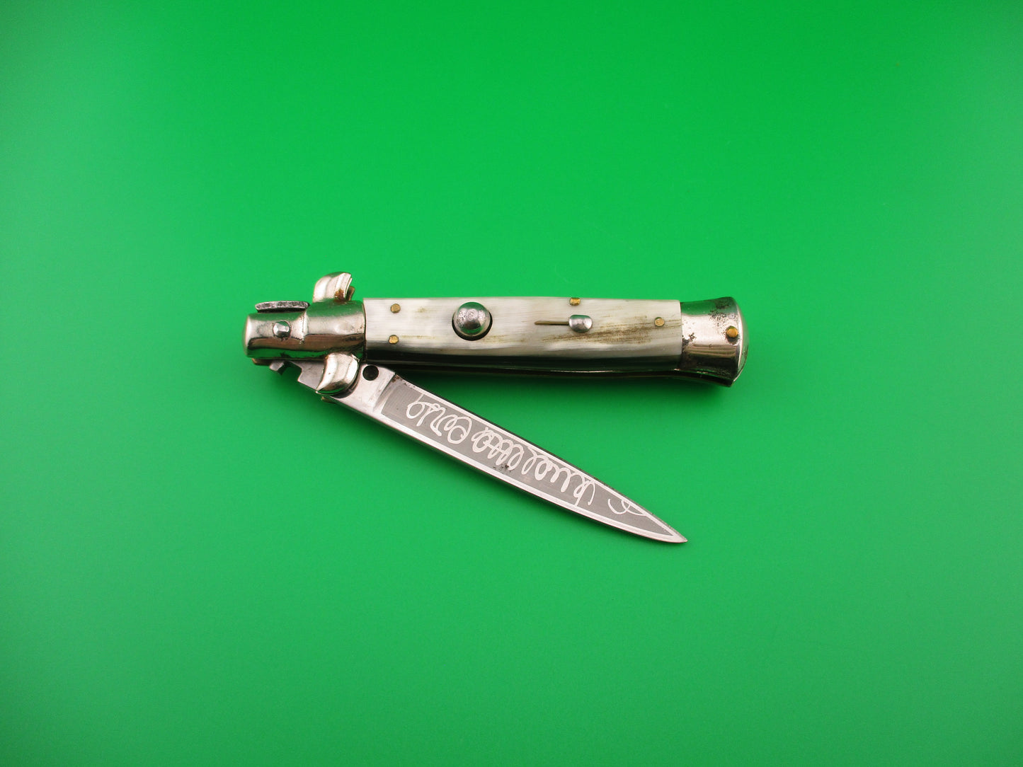 INOX (slant) 18cm Italian Stiletto Vendetta Corsa Brazilian horn automatic knife
