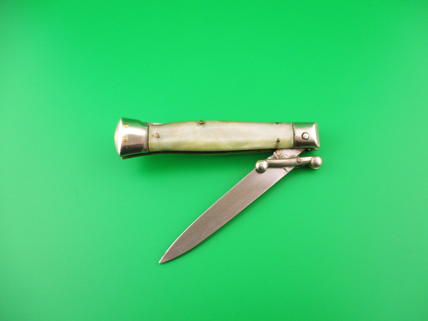 MADE IN ITALY INOX PATENT 18cm Italian Swing Guard Pearlex vintage switchblade knife