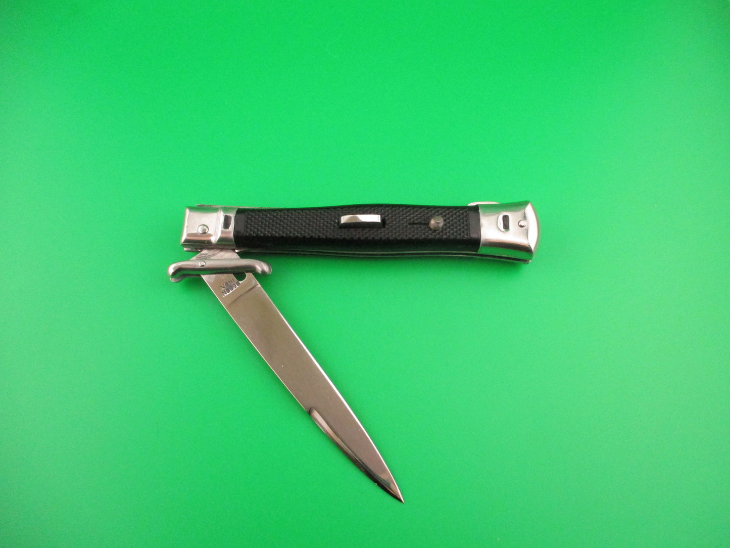 BEGON INOX MODELE DEPOSE 24cm French Swing Guard Black checkered automatic knife