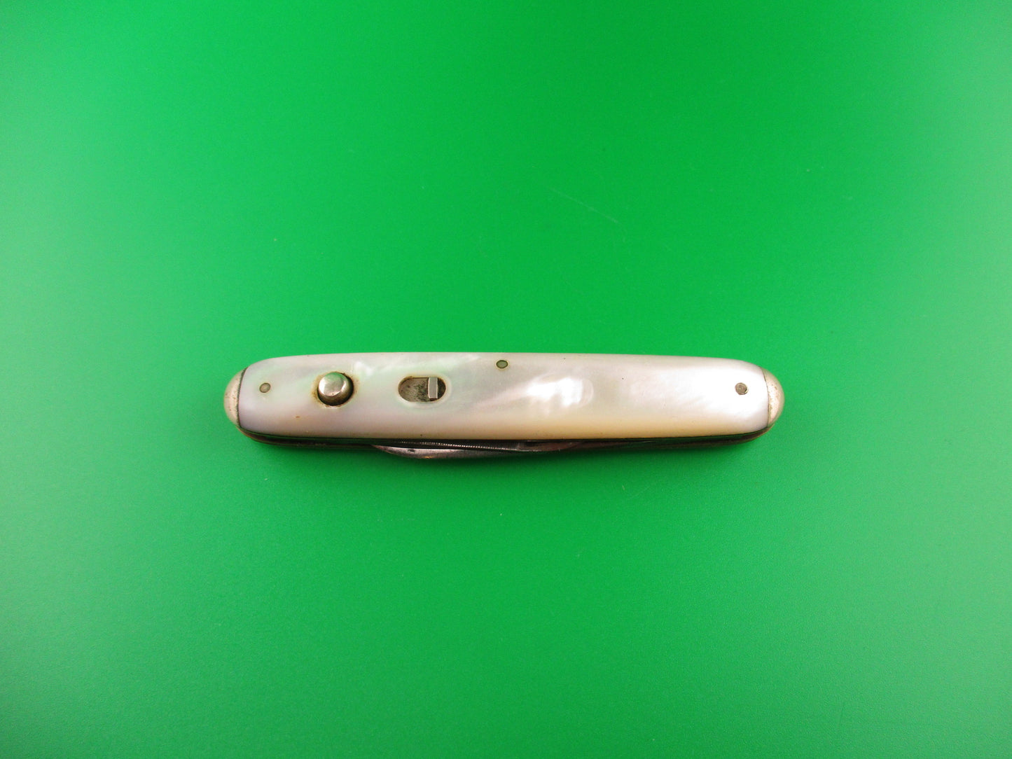 SCHRADE CUT CO WALDEN, NY Medium double Pearl 7416T Tip bolster file blade Book knife