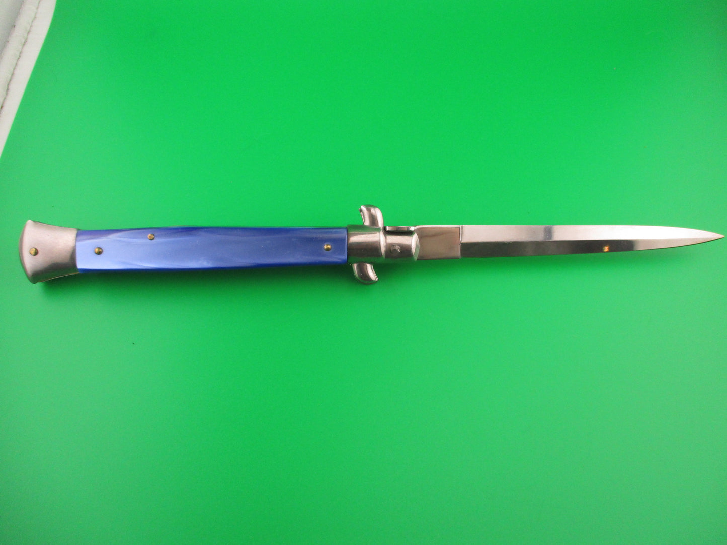 FRANK B ITALY 28cm Italian Stiletto Dagger blade Blue Pearlex automatic knife
