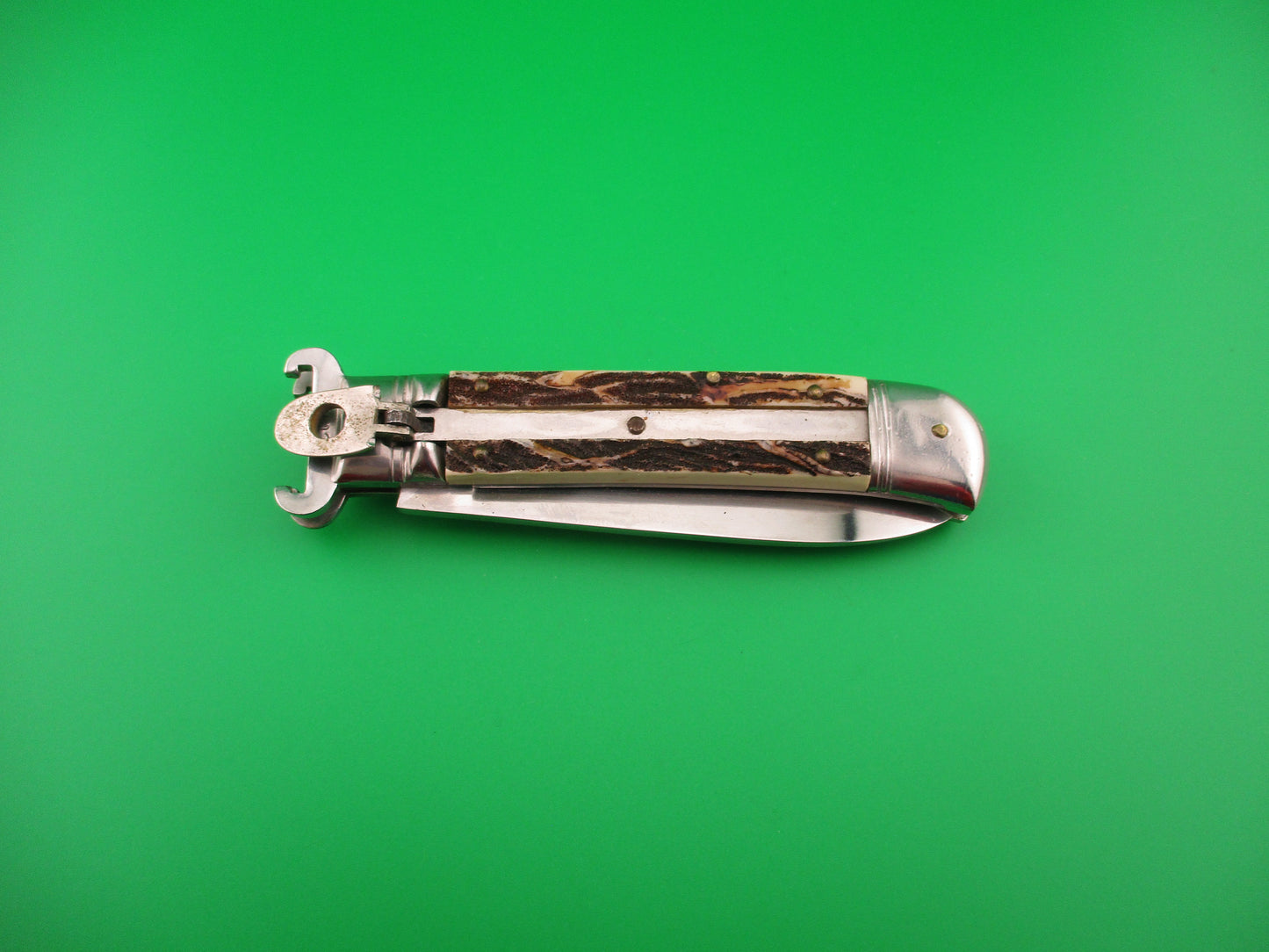 VIRGINIA INOX 20cm Italian Leverlock Shell puller Faux Stag Vintage automatic knife