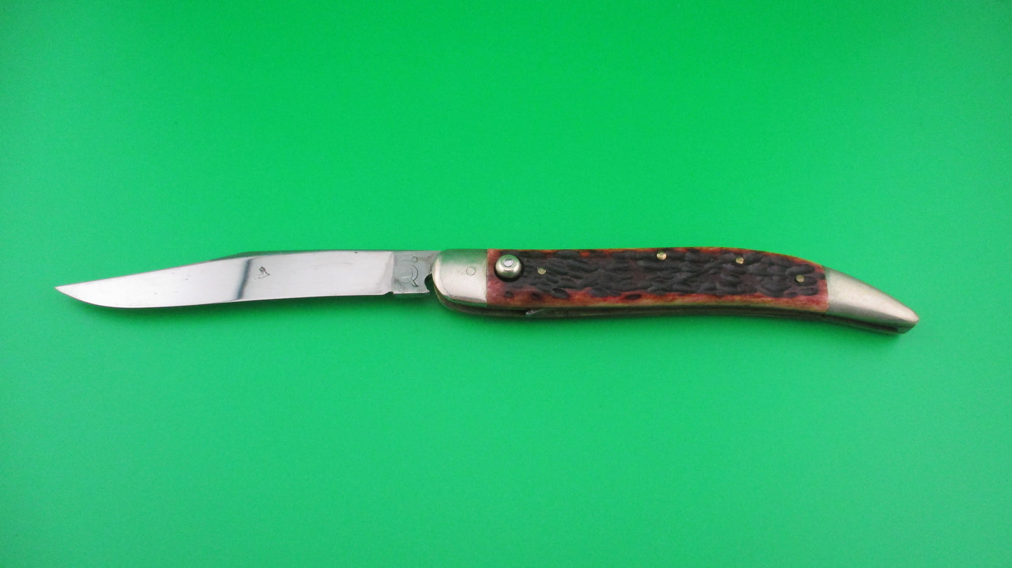 Queen Jet 25 Toothpick Jigged bone re-scaled vintage switchblade knife