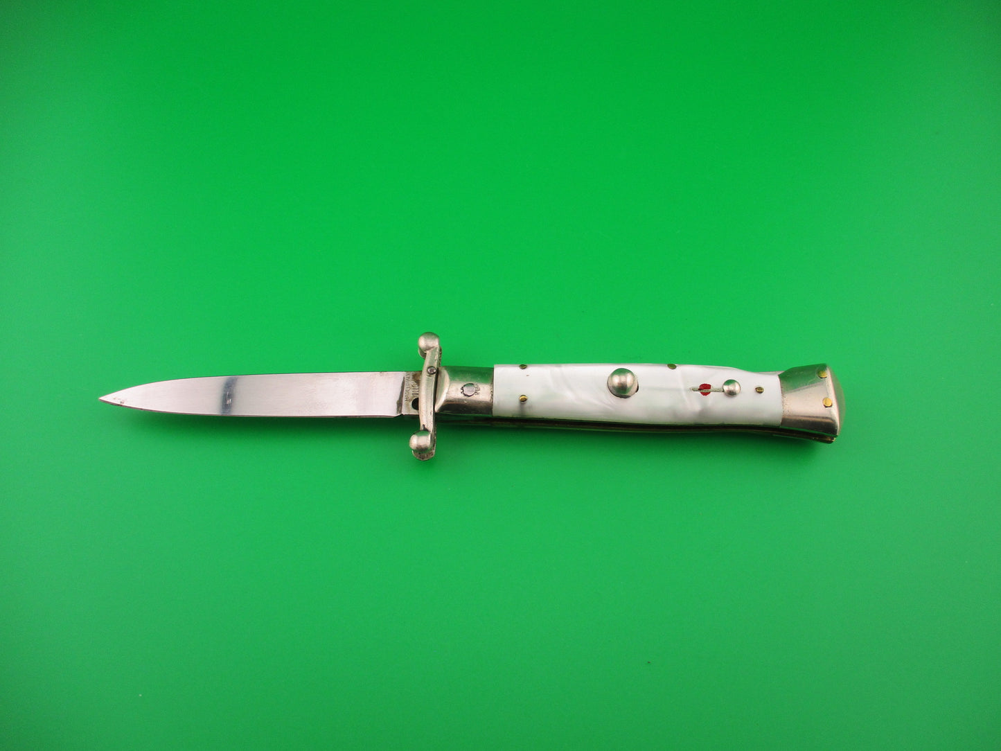 MADE IN ITALY INOX PATENT 18cm Italian Swing Guard Pearlex vintage switchblade knife