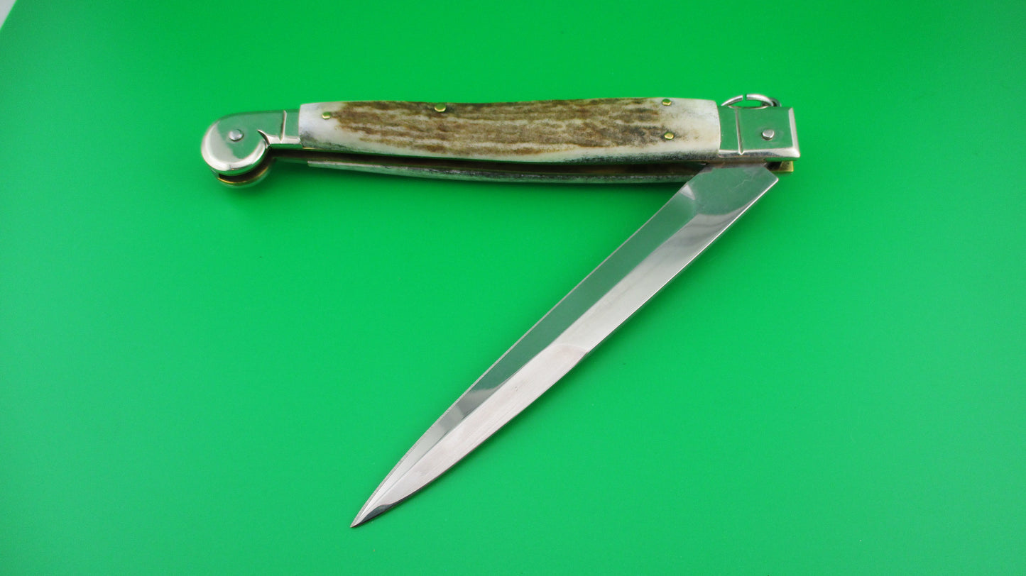 z AGA CAMPOLIN 30cm Sicilian Ring Pull Stag automatic knife