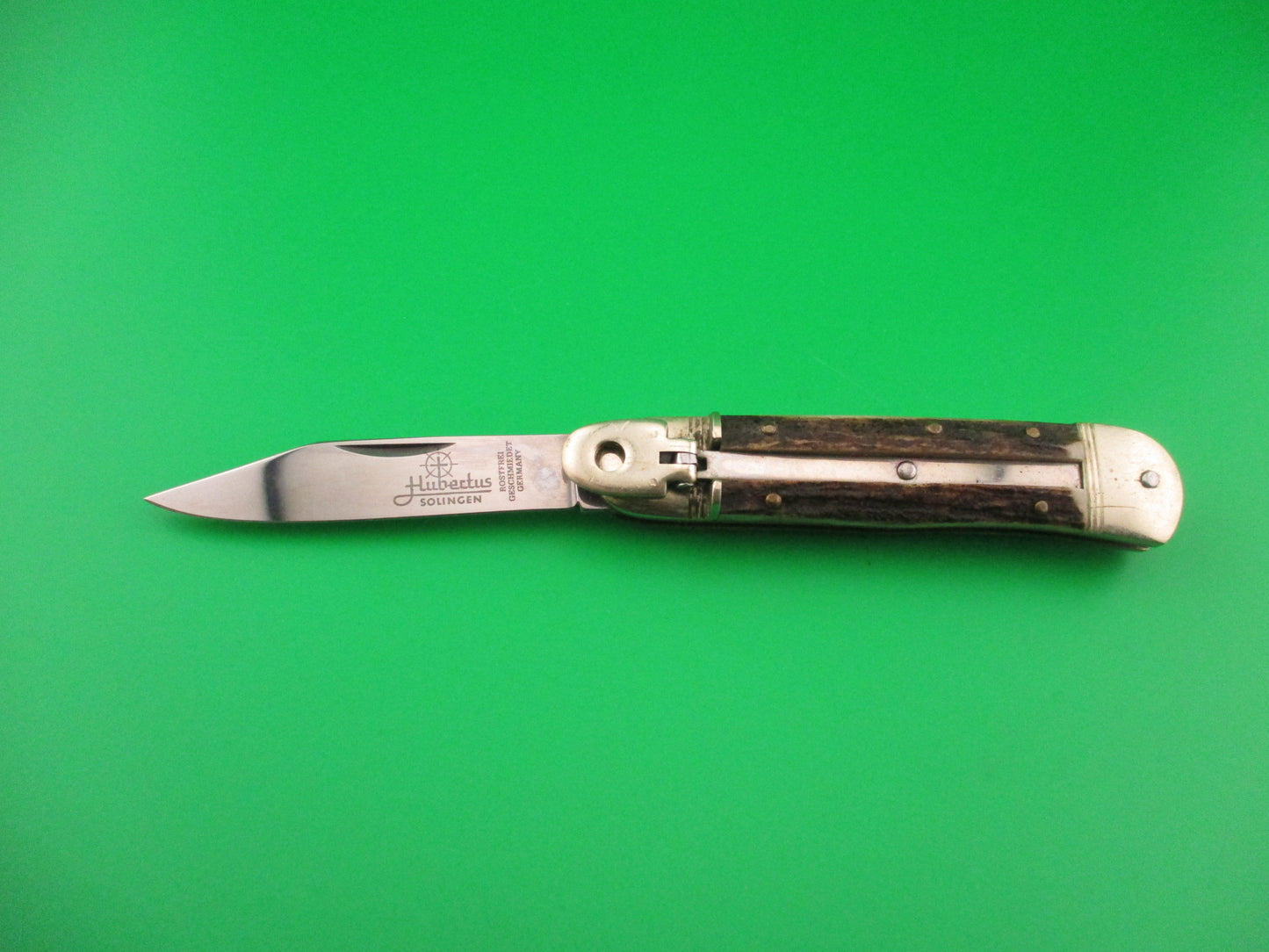 Hubertus Liliput 8cm German Lever Stag vintage automatic knife