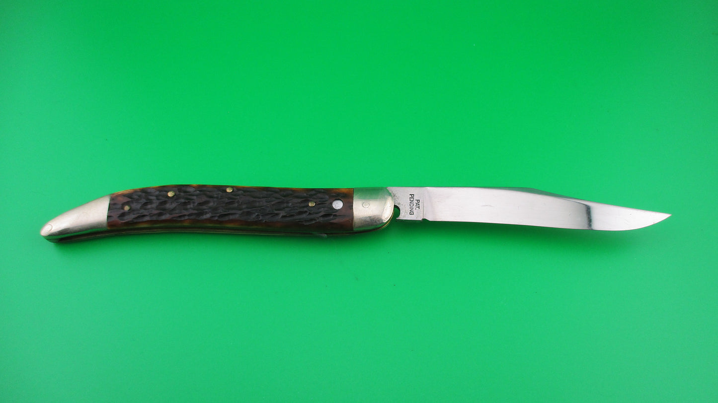 Queen Jet 25 Toothpick Jigged bone re-scaled vintage switchblade knife