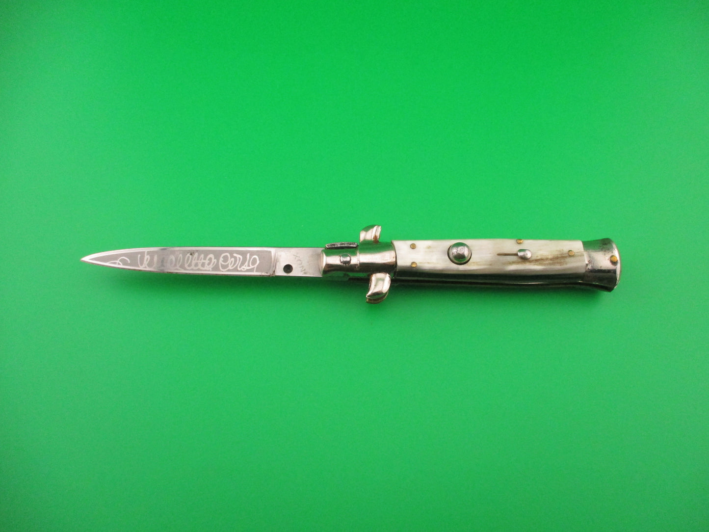 INOX (slant) 18cm Italian Stiletto Vendetta Corsa Brazilian horn automatic knife