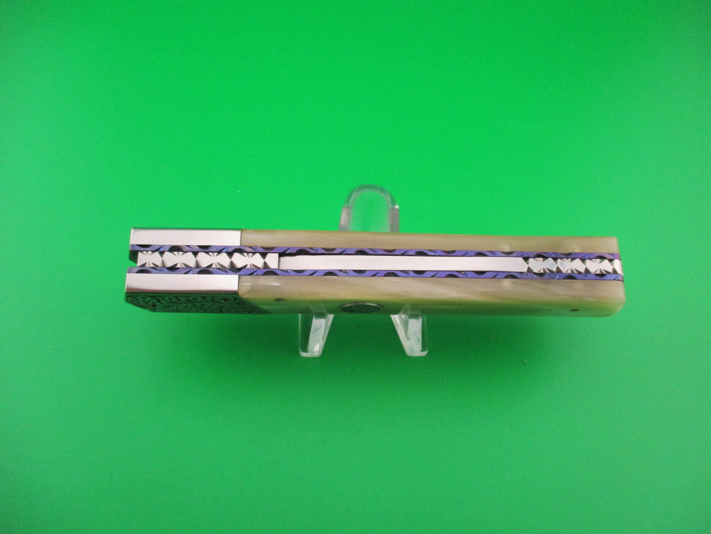 Custom Hand MADE 23cm Engraved Tanto Light Horn Automatic Knife by Afaaq