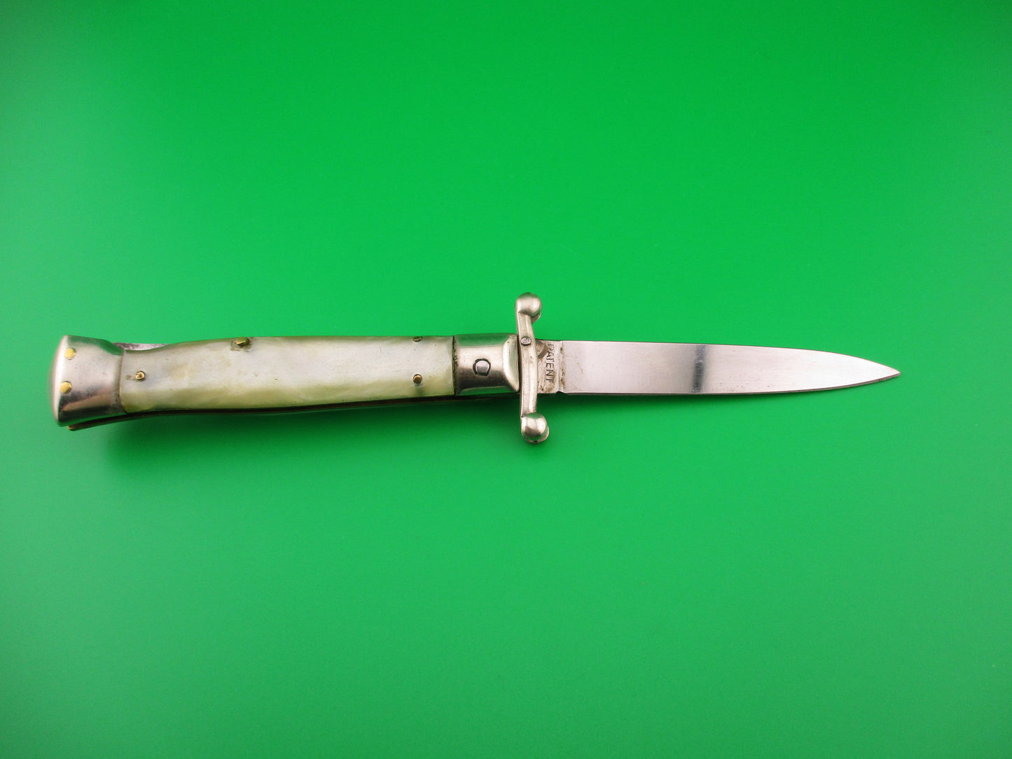 MADE IN ITALY INOX PATENT 18cm Italian Swing Guard Pearlex vintage switchblade knife