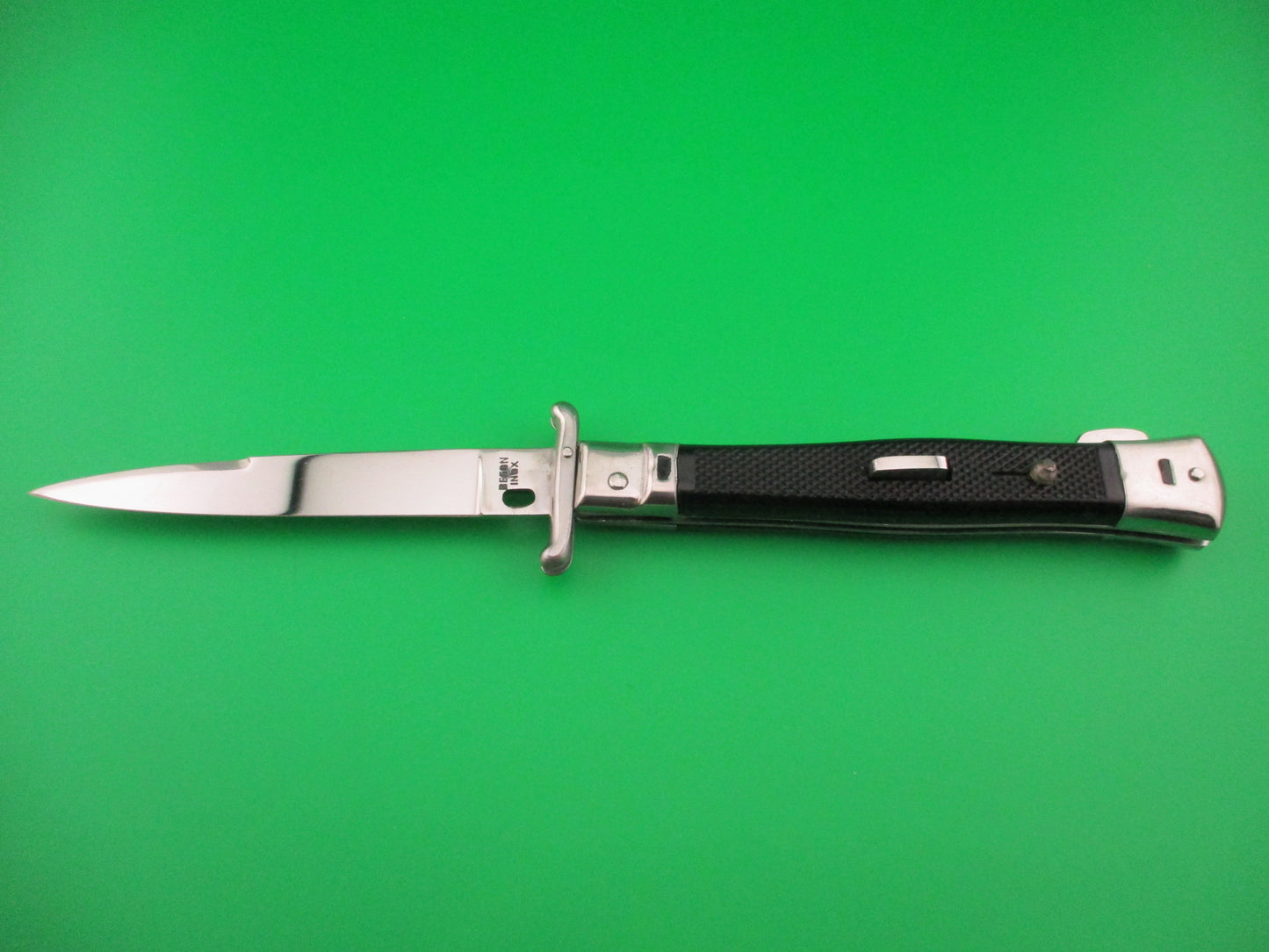BEGON INOX MODELE DEPOSE 24cm French Swing Guard Black checkered automatic knife