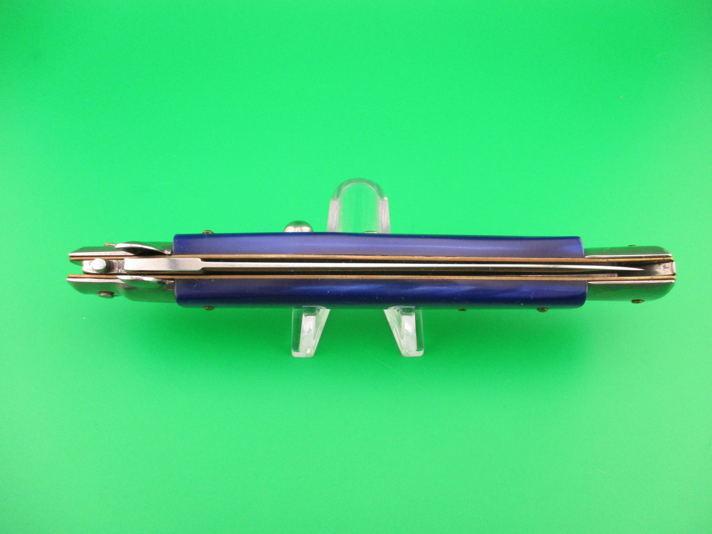 FRANK B ITALY 28cm Italian Stiletto Dagger blade Blue Pearlex automatic knife