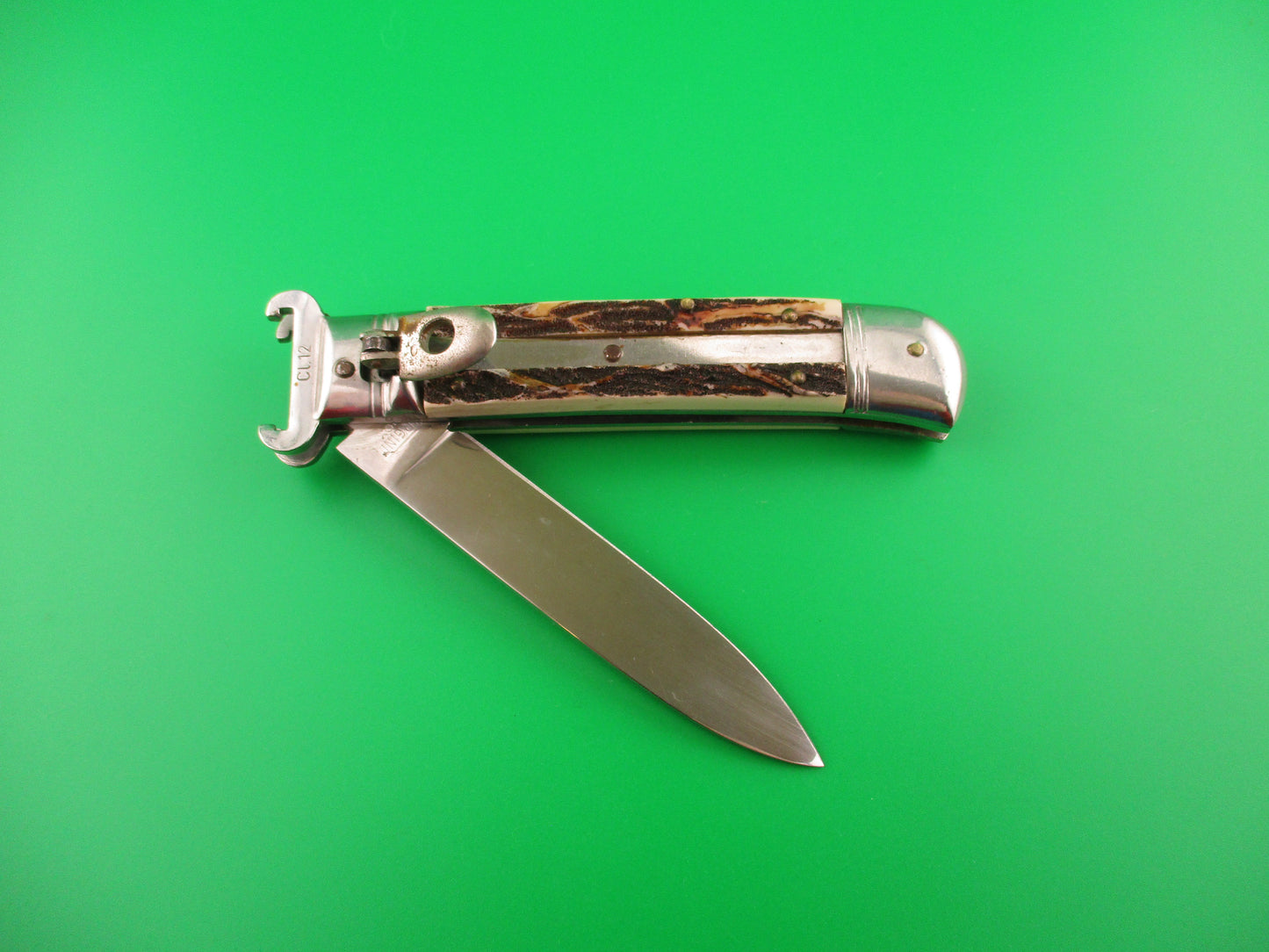 VIRGINIA INOX 20cm Italian Leverlock Shell puller Faux Stag Vintage automatic knife