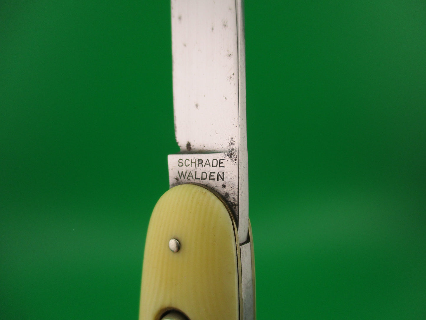SCHRADE WALDEN Large Double Ivory Celluloid 3 3/4" automatic knife