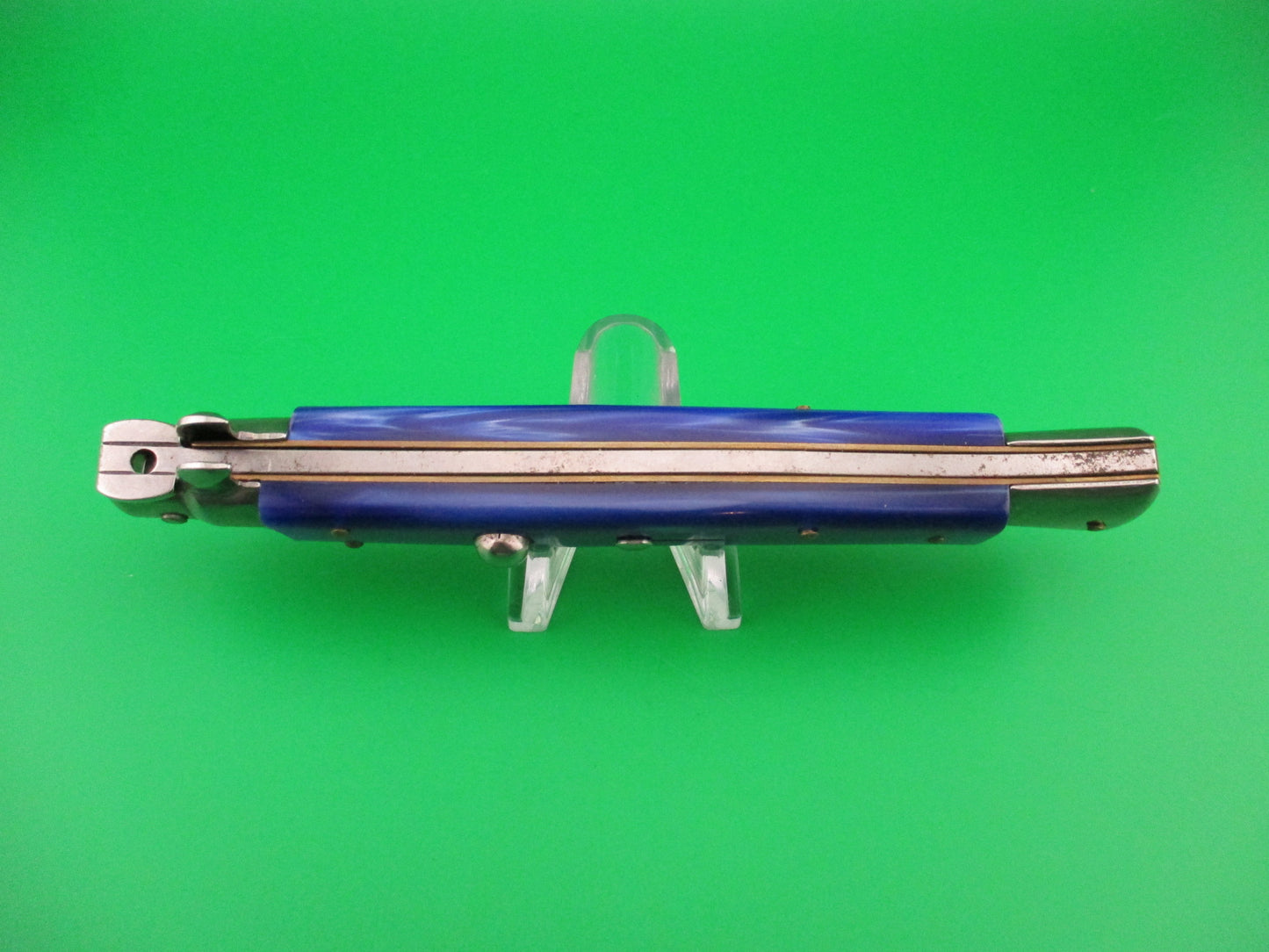 FRANK B ITALY 28cm Italian Stiletto Dagger blade Blue Pearlex automatic knife
