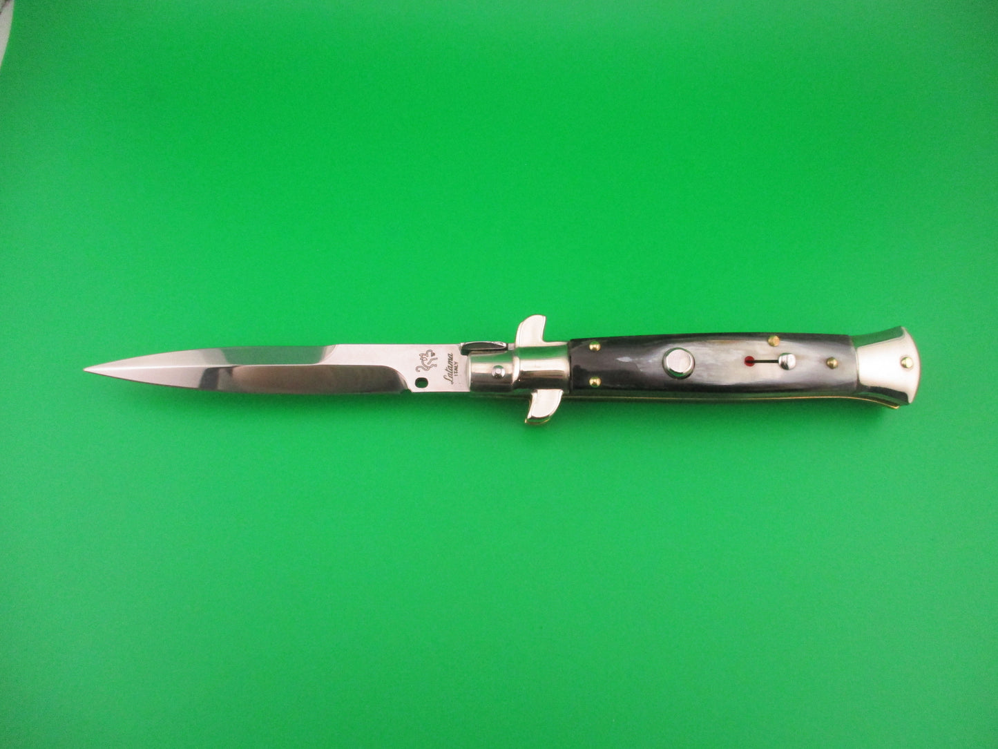 Walt's Latama ITALY (cat stamp) 23cm Italian Flat guard Picklock Brazilian horn automatic knife