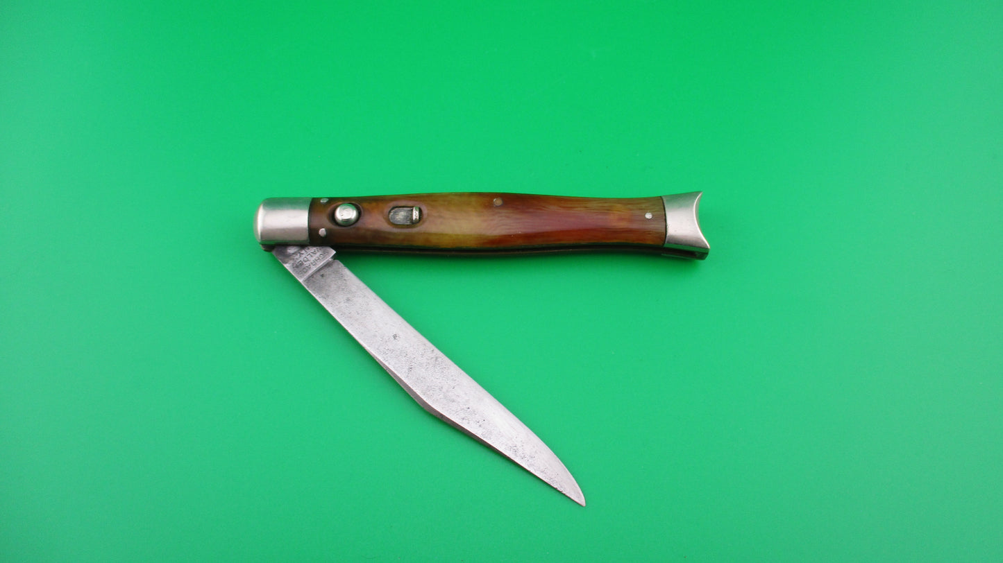 SCHRADE WALDEN Fishtail Horn celluloid w/bolsters #151 switchblade knife