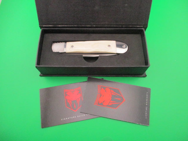 Cobratec Trapper White bone CTTHRWT hidden release automatic knife in box