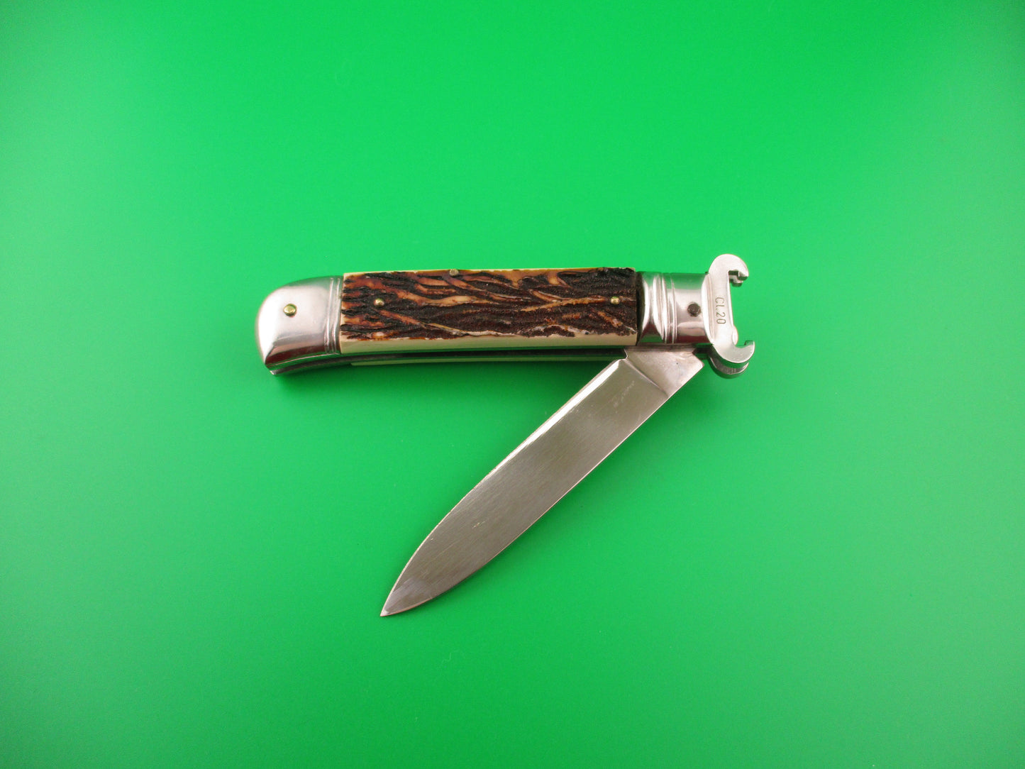 VIRGINIA INOX 20cm Italian Leverlock Shell puller Faux Stag Vintage automatic knife