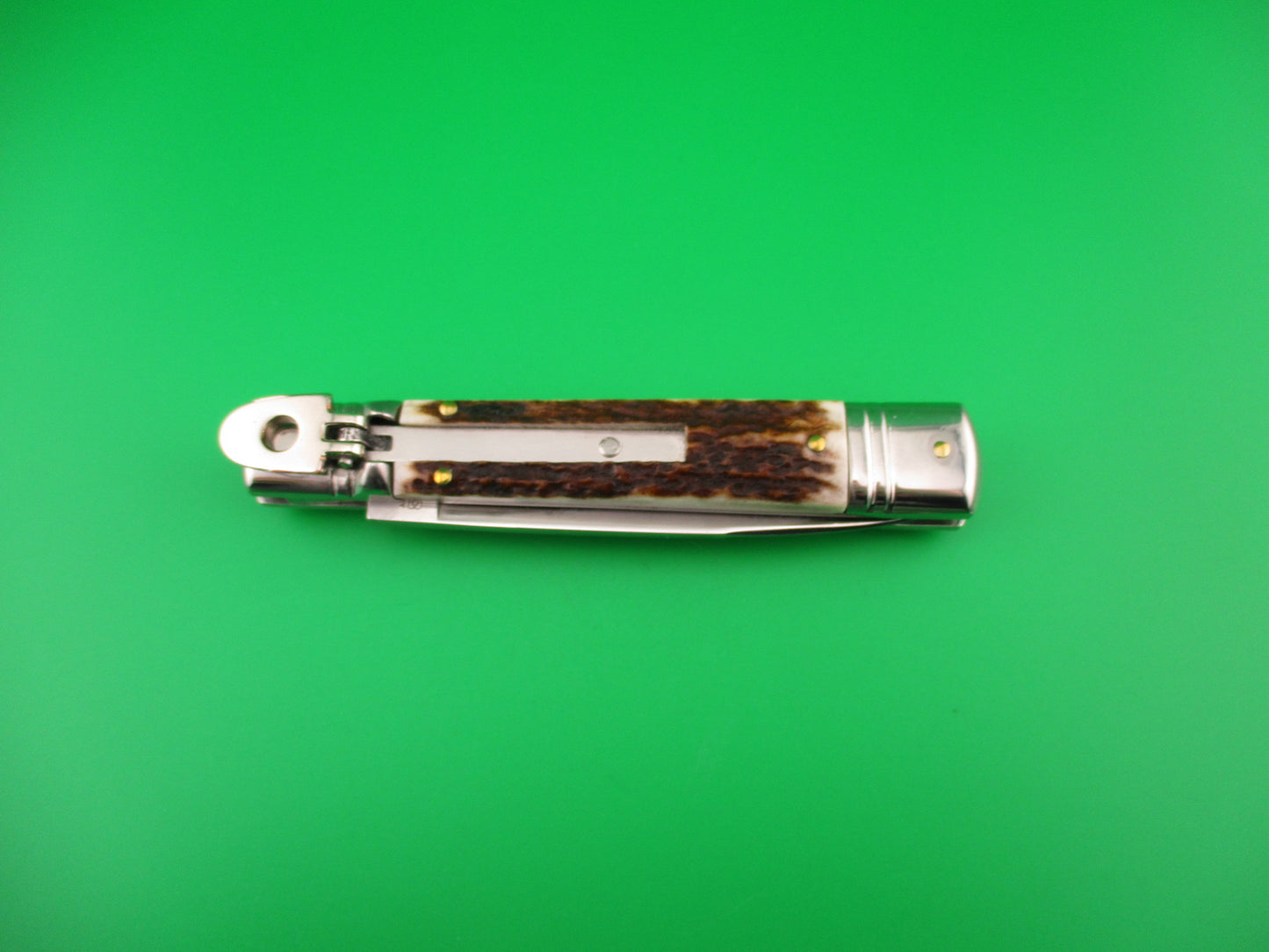 z AKC ITALY 20cm Italian Slimline Lever Stag automatic knife