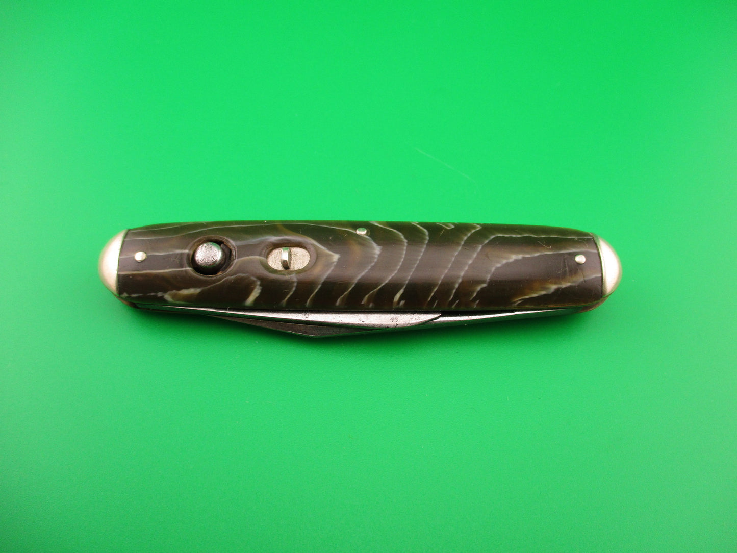 SCHRADE CUT CO Large 3 3/4" Double Coffee & Cream Tip bolster switchblade knife
