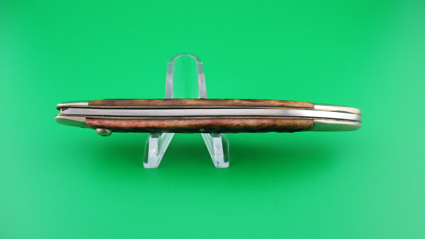 Queen Jet 25 Toothpick Jigged bone re-scaled vintage switchblade knife