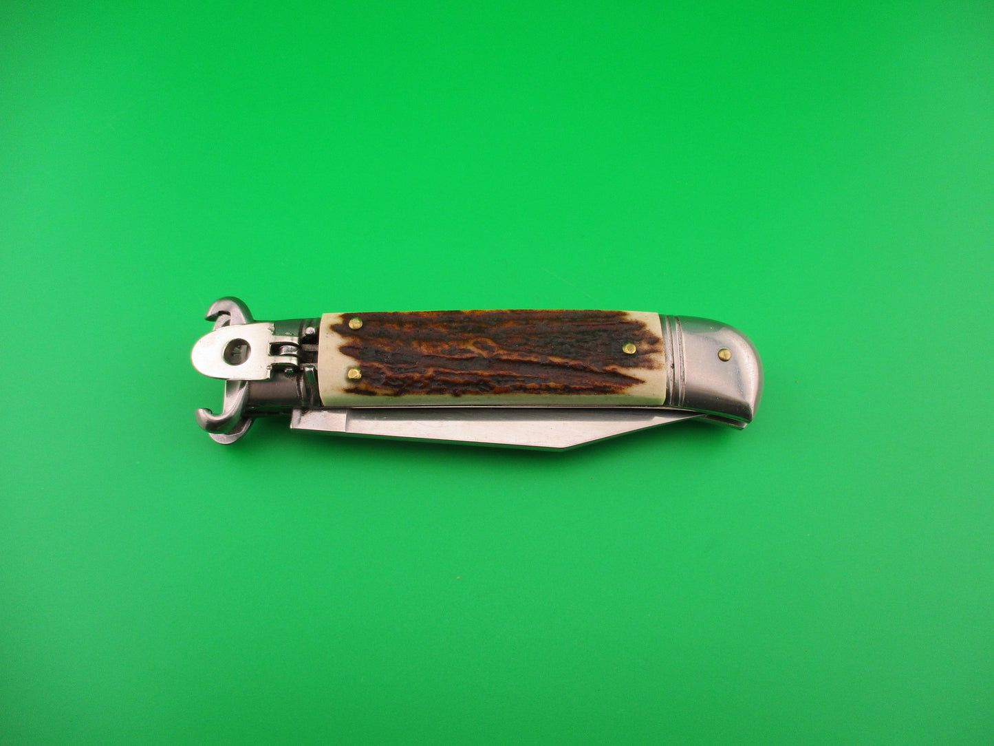 G.O.M. INOX 20cm Italian Shell Puller Stag Lever Johnny Cade style automatic knife