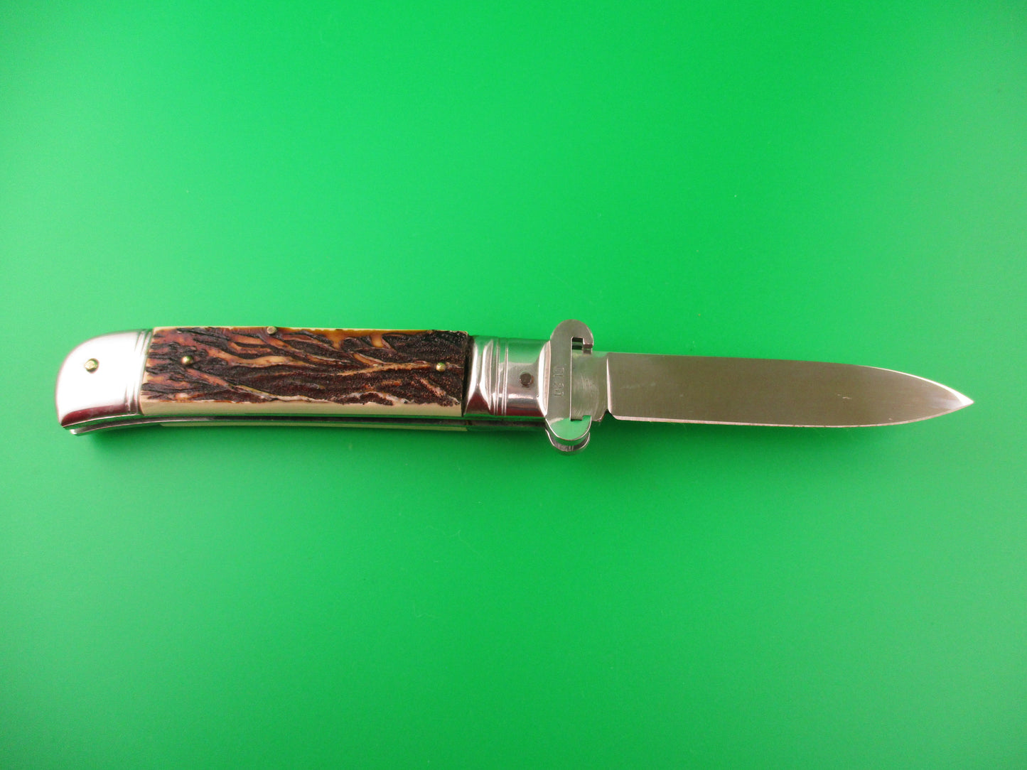 VIRGINIA INOX 20cm Italian Leverlock Shell puller Faux Stag Vintage automatic knife