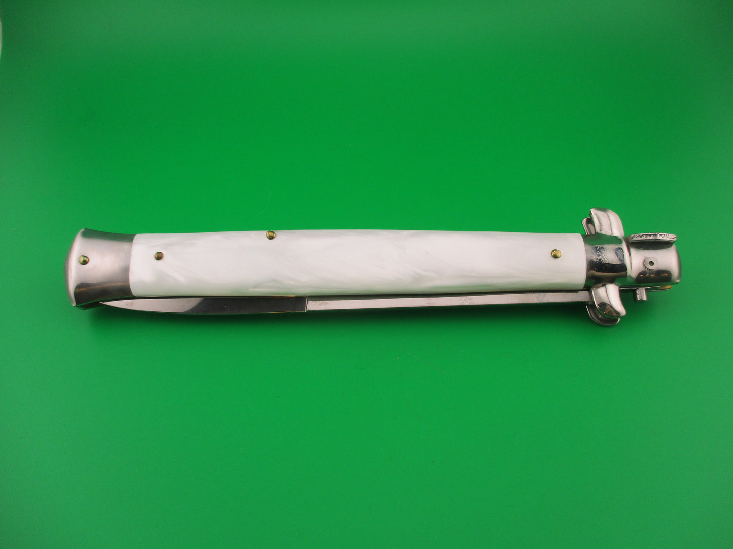 AB ITALY COLTELLERIE DI PREGIO MANIAGO 33cm Italian Swivel bolster Pearlex switchblade