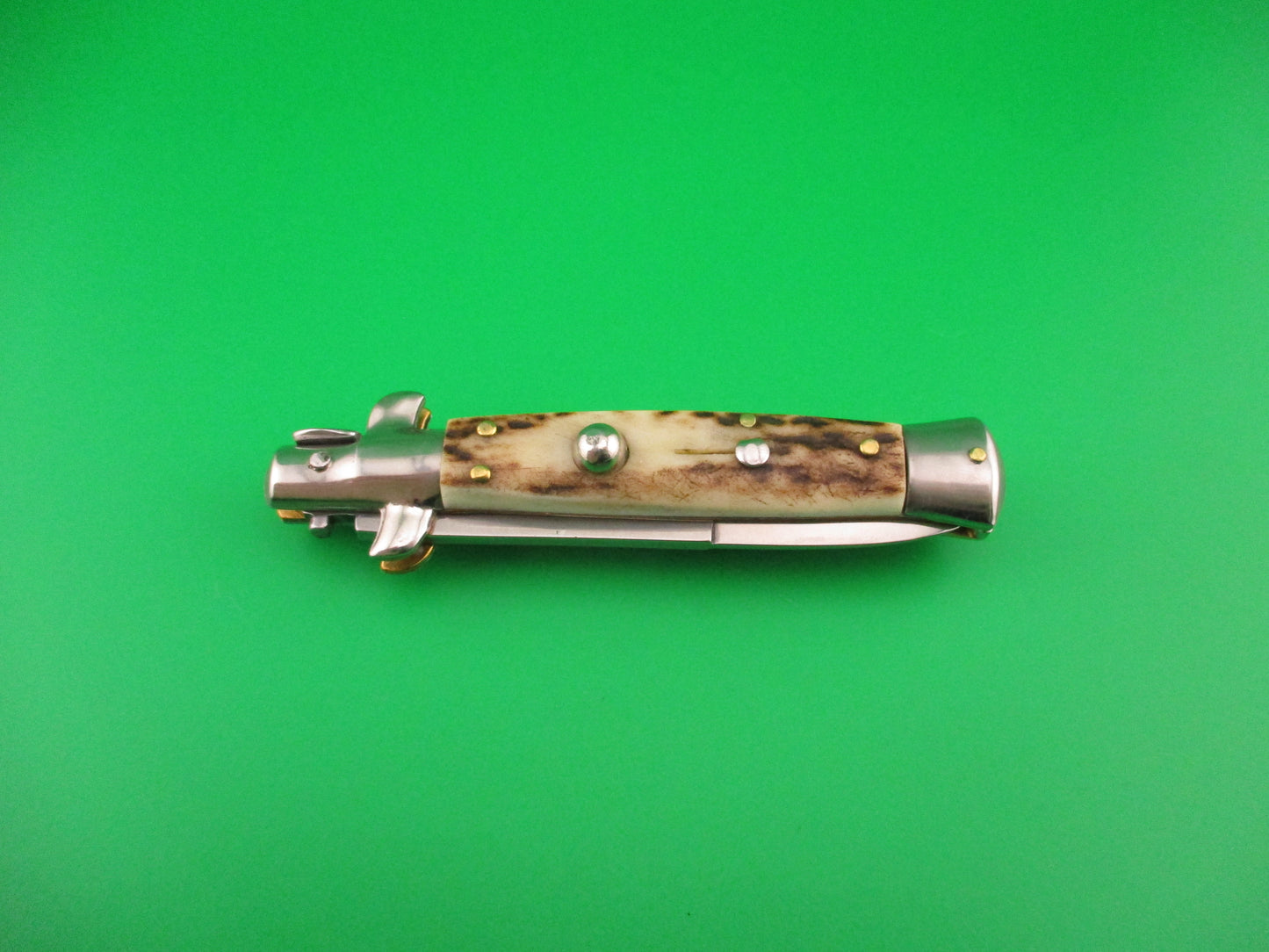 MANIAGO ITALY D.M. Dolphin 18cm Italian Picklock Stag Stiletto automatic knife