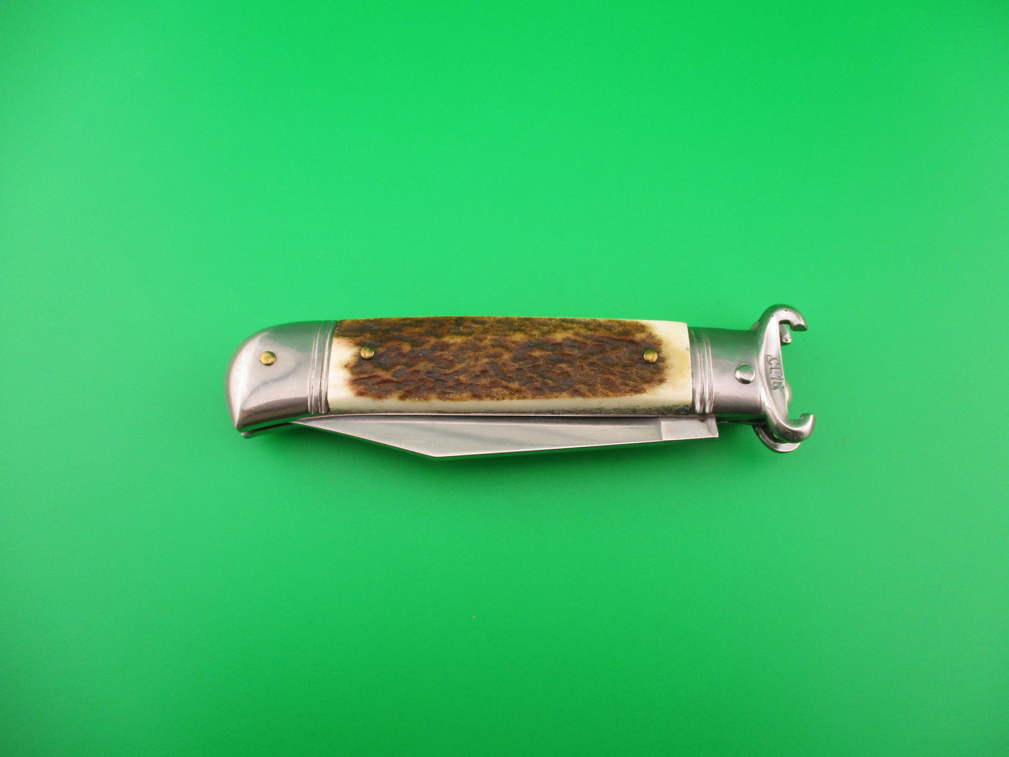 G.O.M. INOX 20cm Italian Shell Puller Stag Lever Johnny Cade style automatic knife