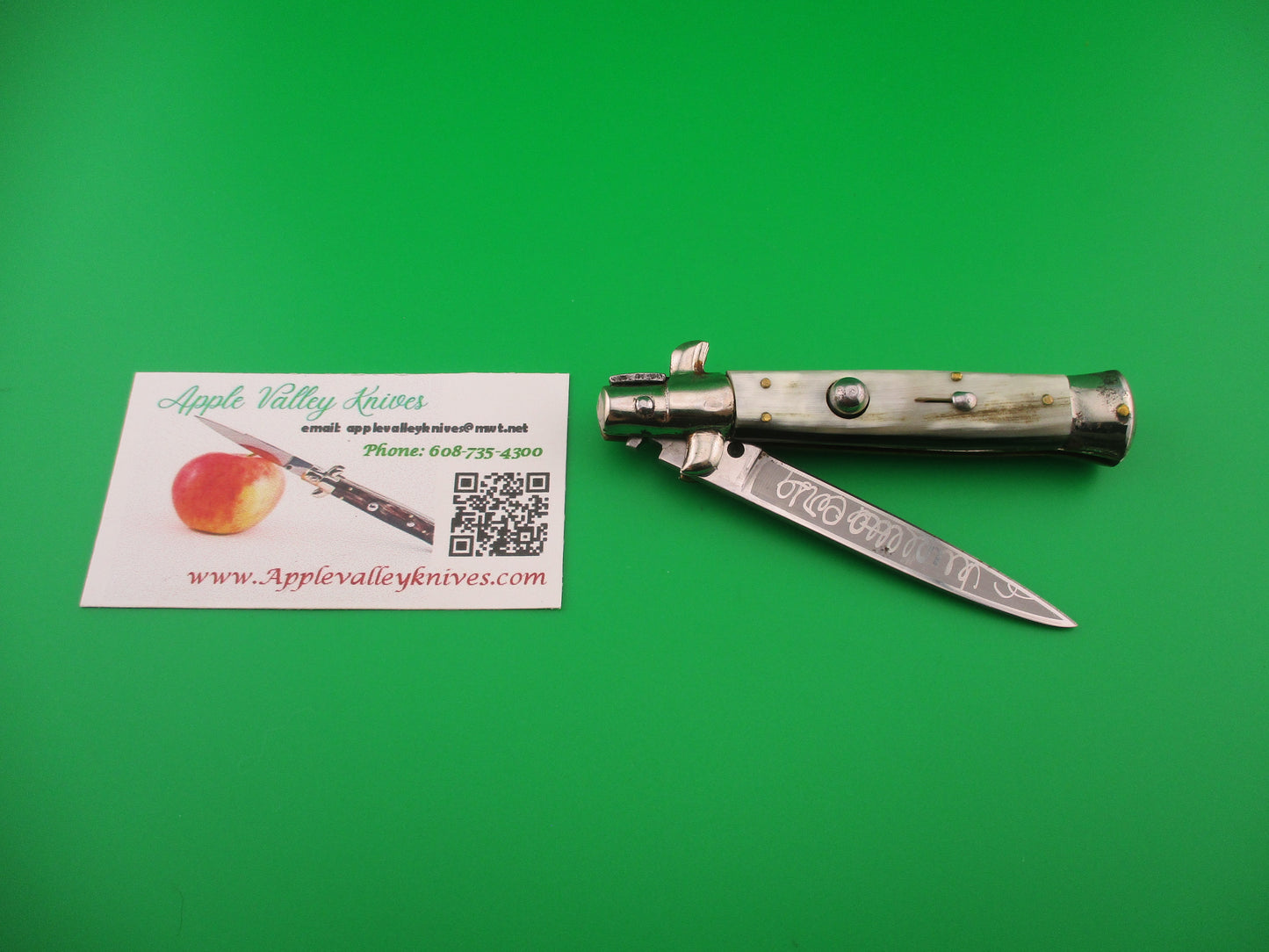INOX (slant) 18cm Italian Stiletto Vendetta Corsa Brazilian horn automatic knife