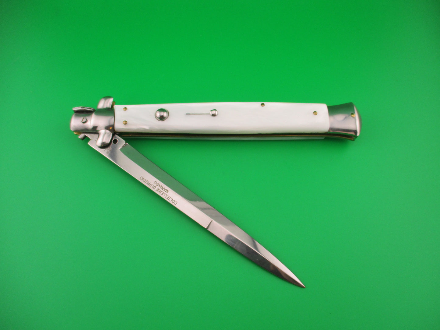 AB ITALY COLTELLERIE DI PREGIO MANIAGO 33cm Italian Swivel bolster Pearlex switchblade