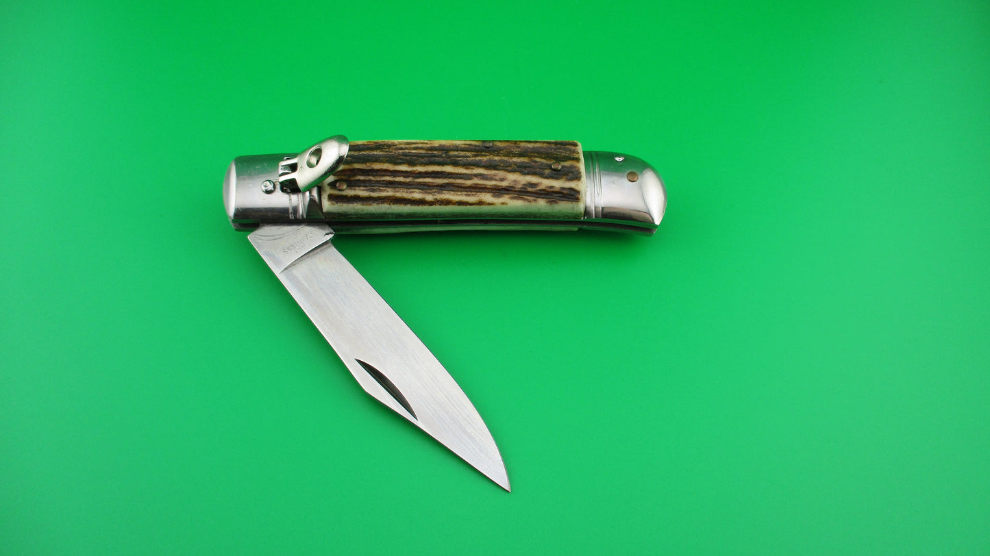 z ITALY STAINLESS 20cm Italian Stag Lever automatic knife
